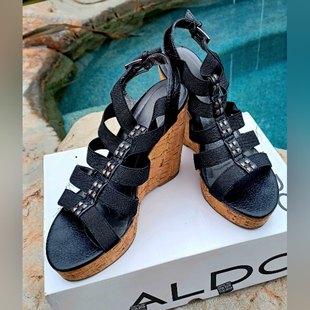 Aldo Laseter Sexy Strappy cork heel shoes